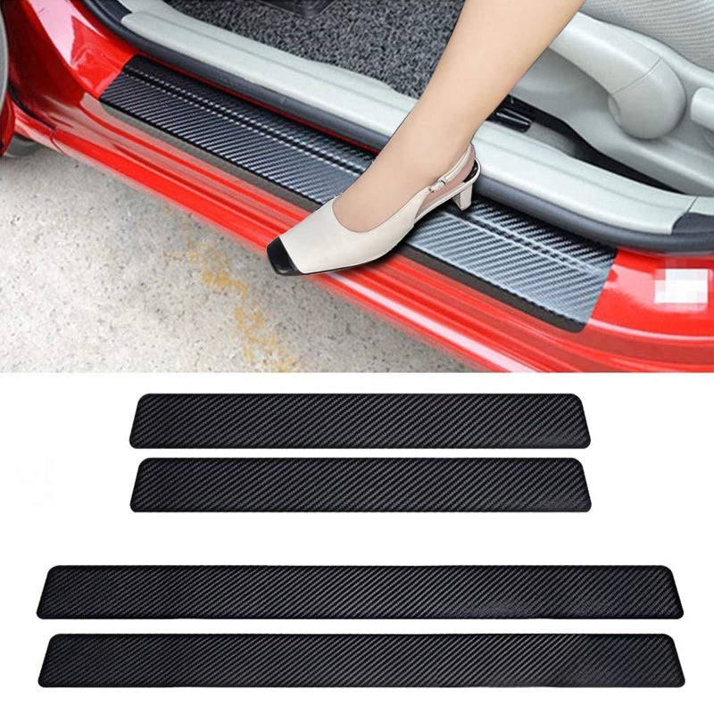 LANZMYAN Car Door Sill Protector,3D Carbon Fiber Anti-Scratch Cover Strips,Universal Scuff Protective Door Threshold Edge Guard Vinyl Sticker for Car Truck SUV(4PCS) - Image 1